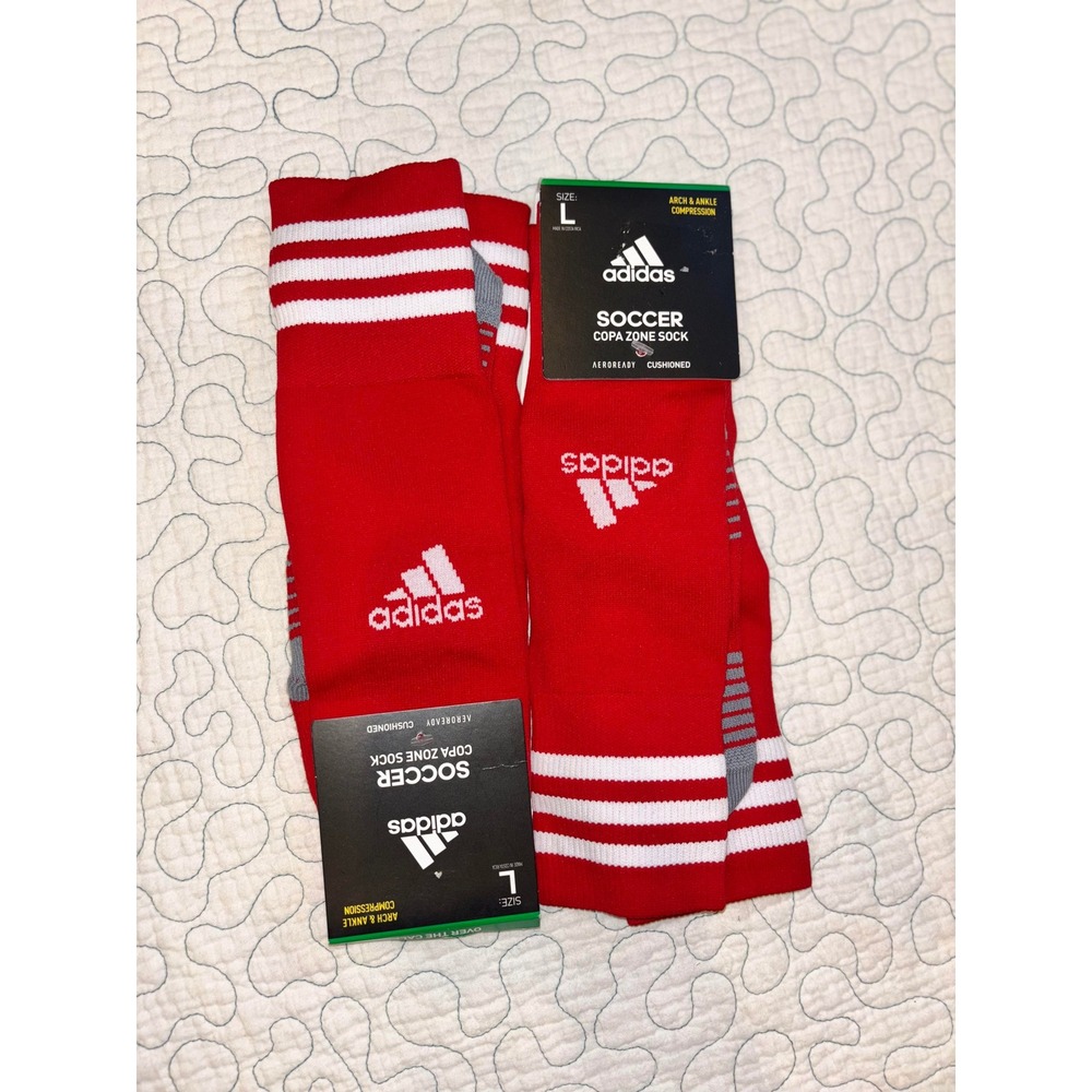 Adidas Copa Zone Soccer Socks Red White Aeroready Cushioned Men Size Large